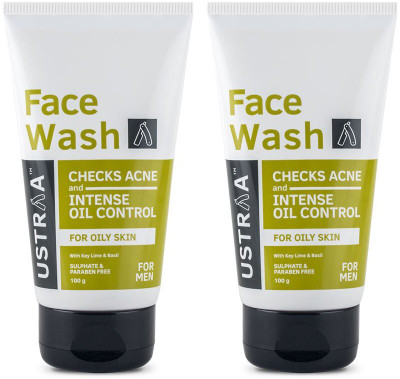 USTRAA  Oily Skin - 100g x 2 | Checks Acne & Blackheads | Control Excess Oil Face Wash(200 g)