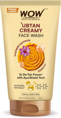 WOW SKIN SCIENCE Ubtan Creamy | Kashmiri Saffron + Licorice | Brightening Formula | Gentle Cleanser without harsh beads | Face Wash(150 ml)