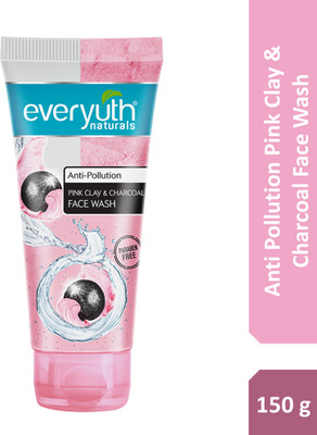 Everyuth Naturals Anti Pollution Pink Clay & Charcoal | For all skin types (Oily/ Dry) Face Wash(150 g)
