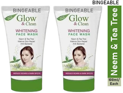 INDIANA HUDA Glow & Clean Twin Pack  - Neem & Tea Tree Extracts (100ml) Face Wash(200 ml)