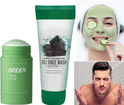 GABBU Anti Pollution & Anti Acne Charcoal  with green tea mud stick Face Wash(90 ml)