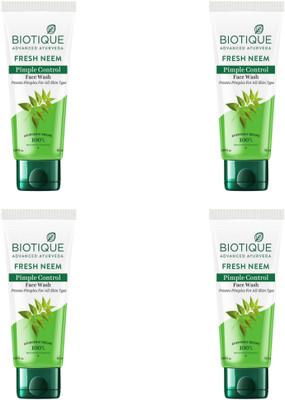 BIOTIQUE Fresh Neem Pimple Control 50ml (Pack of 4) Face Wash(200 g)