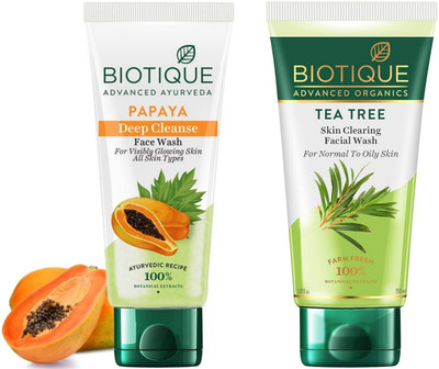 BIOTIQUE Papaya  150 ML & Tea Tree  150 ML Face Wash(300 ml)