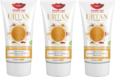 DOUBLE LIPS Ubtan for All Skin Type with Turmeric & Saffron for Tan removal and Skin brightning 100 ml -  Pack of 3 Face Wash(300 ml)