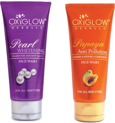 oxy glow herbals Pearl Whitening  100 gm & Papaya  100 Gm (Combo Pack) Face Wash(200 g)