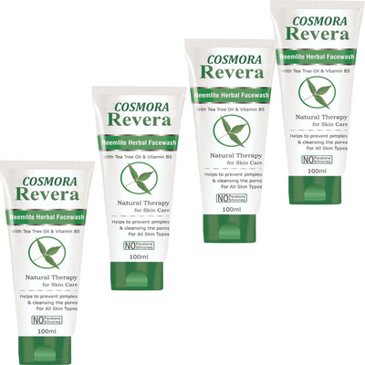COSMORA NEEMLITE HERBAL FACEWASH FOR DEEP CLEANSING & BRIGHTER SKIN WITH NEEM EXTRACT PACK OF - 4 Face Wash(400 ml)