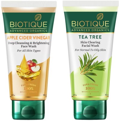 BIOTIQUE  150 ML - Apple Cider Vinegar & Tea Tree Face Wash(300 ml)