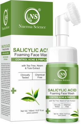 Nuerma Science Salicylic Acid FaceWash with Tea Tree Oil, Tulsi, Neem Extract for Controlling Acne, Excess Sebum, Blackheads, Whiteheads, Dull Skin Tone & Boost Inner Glow Face Wash(150 ml)