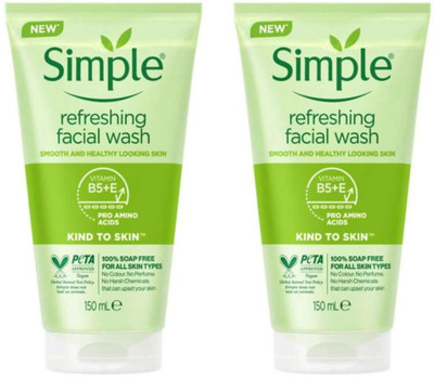 Simple Kind To Skin Refreshing Facial Wash (Pack Of 2) - 150 ml Face Wash(300 ml)