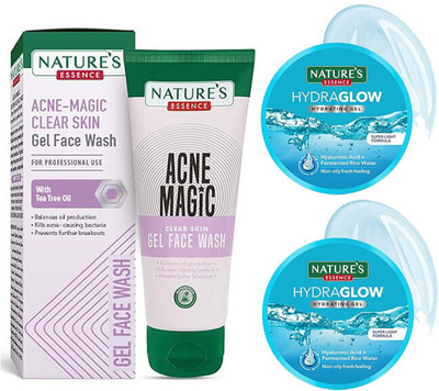 Nature's Essence acne magic face wash 100ml+hydra glow gel 50gmx2 Face Wash(300 g)