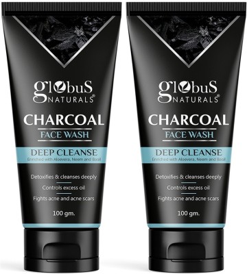 Globus Naturals Activated Charcoal  Enriched With Tea-Tree|Anti-Pollution|Anti-Acne| Face Wash(200)