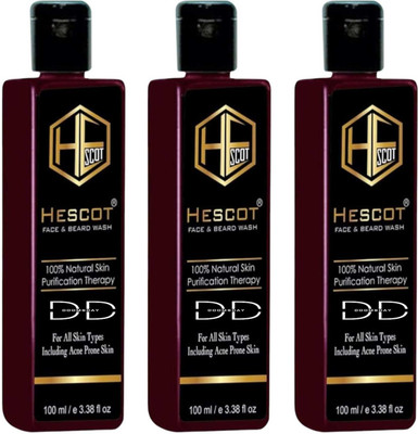DOOMSDAY HESCOT FACE & BEARD WASH FOR NATURAL CLEANING PACK OF 100ml x 3 Face Wash(300 ml)