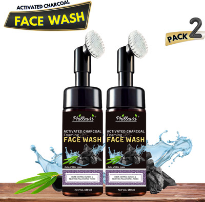 Phillauri Foaming Activated Charcoal with Built-In Face Brush for deep cleansing  Face Wash(300 ml)