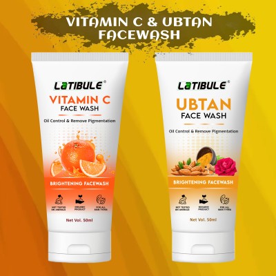 Latibule Vitamin C & Ubtan FaceWash,For Skin Dark spots & Skin Whitening, Pigmentation, Glowing, Acne Scars, Skin Brightening,All Skin Types Face Wash(100 ml)