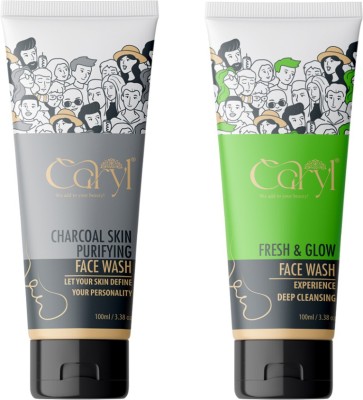 CARYL Charcoal Skin Purifying and Fresh & Glow Combo Pack of 2 Face Wash(100 ml)