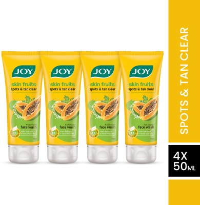 Joy Skin Fruits Spots & Tan Clear  (Papaya)(Pack of 4 x 50 ml) Face Wash(200 ml)