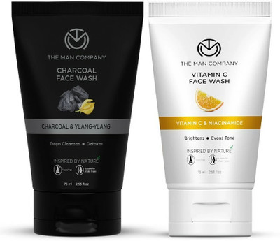 THE MAN COMPANY Charcoal & Vitamin C For Blackheads Removal & Instant Glow Pack Of 2 Face Wash(150 ml)