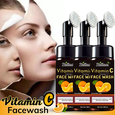 Phillauri Super Glow Vitamin C Foaming With Built in Brush for Deep Cleansing Face Wash(450 ml)