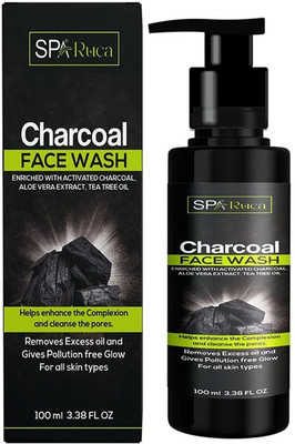 Spa ruca SPA RUKA CHARCOAL FACEWASH ENRICHED WITH CHARCOAL ,ALOEVERA, EXTRACT ,TEA TREE OIL TO REMOVES PIMPLE,ACNE POLLUTION FREE SKIN PACK OF 1 Face Wash(100 ml)
