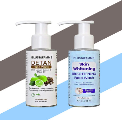 BLUST&FAMME DETEN + Whitening  For Women & Men | Deep Cleansing 2aapp Face Wash(60 ml)