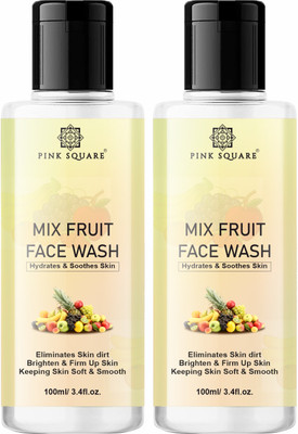 Pink Square Mix Fruit Deep Cleansing /Fash Cleanser For Skin Glow Pack 2 of 100ML Face Wash(200 ml)