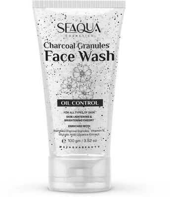 seaqua Charcoal Granules Facewash Sulphate and Paraben Free Facewash for Oily Skin (100 gm) Face Wash(100 ml)
