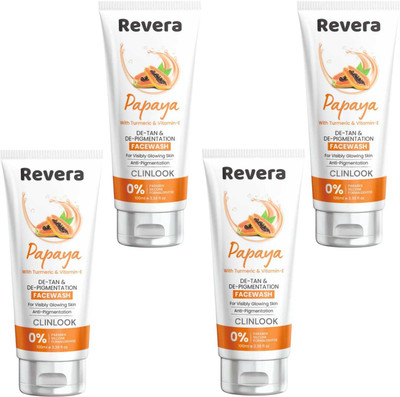 CLINLOOK REVERA PAPAYA FACEWASH FOR DE-TAN & VISIBLY GLOWING SKIN PACK OF -100ml x 3 Face Wash(300 ml)
