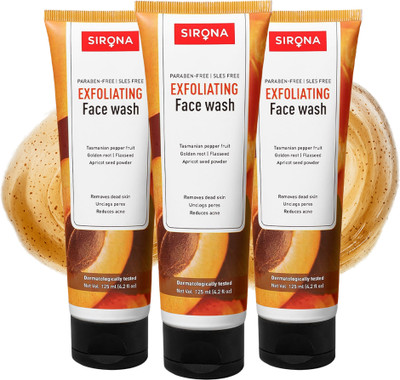 SIRONA Natural Paraben Free Removes Dead Skin & Reduces Acne & Blemishes Exfoliating Face Wash(375 ml)