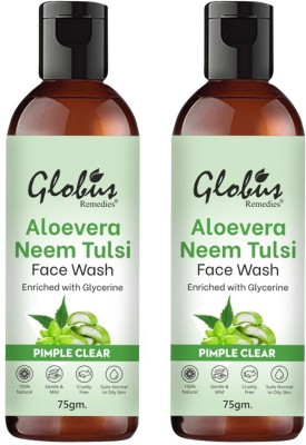 Globus Remedies Aloe Vera Neem Tulsi Enriched With Glycerin & Oil Control Formula, Set of 2 Face Wash(150 g)