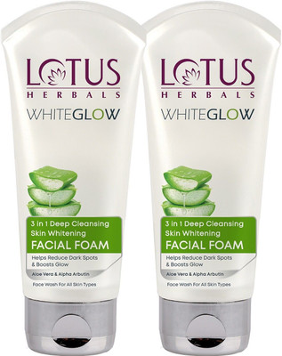 LOTUS Herbals WHITEGLOW 3 in 1 Deep Cleansing Skin Whitening Facial Foam Face Wash(200 g)