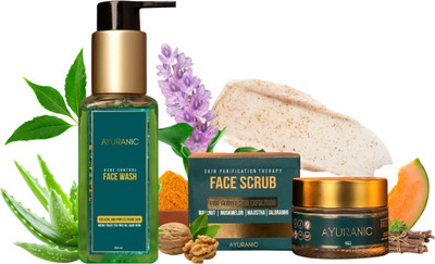 AYURANIC Ayurvedic Natural  & Scrub for Acne Control & Exfoliation (Combo Pack) Face Wash(150 ml)