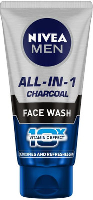 Nivea Men All In One Charcoal, 10X Vitamin C Effect,Removes Excess Oil,Detox Skin Cleanser Face Wash(50 g)