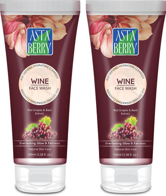 ASTABERRY Wine  100ml (Pack of 2) Anti Ageing Hydrating cleanser  Face Wash(200 ml)