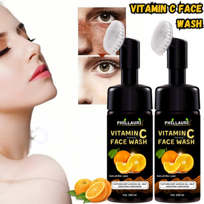 Phillauri Vitamin C Foaming Facewash with Built-In Face Brush removes dirt, oil, and germs from your skin | Face Wash(300 ml)