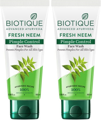 BIOTIQUE Fresh Neem Pimple Control | Ayurvedic and Organically Pure| Prevents Pimples Face Wash(300 ml)