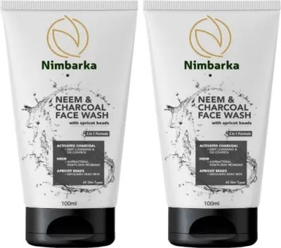 NIMBARKA Neem & Charcoal With Apricot Beads 3in1 Formula� �Pack of 2 Face Wash(100 g)