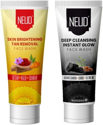 NEUD Deep Cleansing Instant Glow and Skin Brightening Tan Removal for Men and Women - 2 Pack (140ml) Men & Women  Face Wash(140 ml)