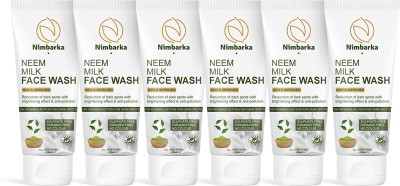 NIMBARKA NEEM MILK FACEWASH | REDUCTION OF DARK SPOTS WITH BRIGHTENING EFFECT & ANTI-POLLUTION | 100 ML PACK OF 6 Face Wash(600 ml)