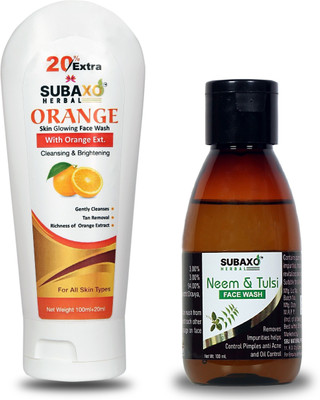 Subaxo Herbal Orange  120 ml And Herbal Neem & Tulsi  100 ml Face Wash(220 ml)