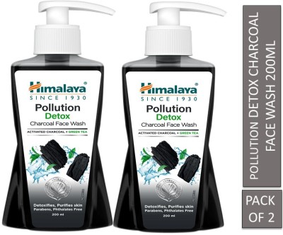 HIMALAYA pollution detox charcoal face wash 200ml ( Pack of 2) Face Wash(400 ml)