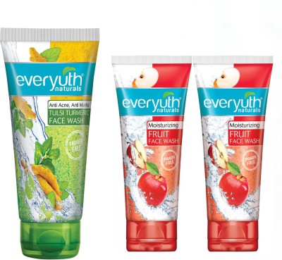 Everyuth Naturals Anti Acne, Anti Marks Tulsi Turmeric & Fruit  3x50gm Tube Face Wash(150 g)