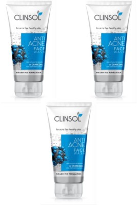 Clinsol Anti Acne Charcoal Facewash 70gm (Pack Of 3) Face Wash(210 g)