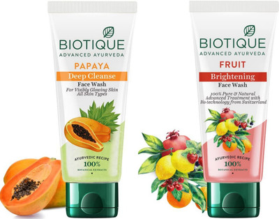 BIOTIQUE Papaya  150 ML & Fruit  150 ML Face Wash(300 ml)