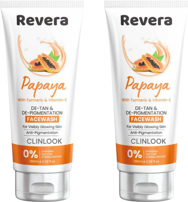 CLINLOOK REVERA PAPAYA FACEWASH FOR DE-TAN & VISIBLY GLOWING SKIN PACK OF -100ml x 2 Face Wash(200 ml)