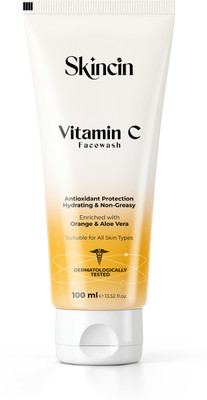 skincin Vitamin C  for Brightening & Glowing Skin | Gentle Foaming Cleanser with Aloe Vera & Vitamin E | Anti-Pollution, Anti-Acne & Oil Control Facewash for Men & Women – 100ml Face Wash(100 ml)