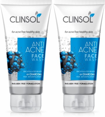 Leeford 2pc Clinsol Anti Acne CHARCOAL combo Face Wash(140 g)