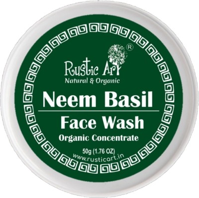RUSTIC ART Organic Neem Basil Concentrate|Anti Acne Deep Cleansing|SLS Free Face Wash(50 g)