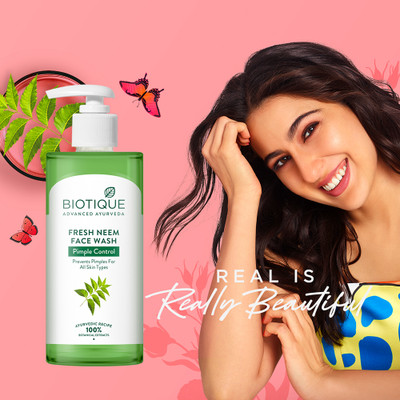 BIOTIQUE Fresh Neem Pimple Control  | Pimple & Acne removal | All Skin Types Face Wash(300 ml)