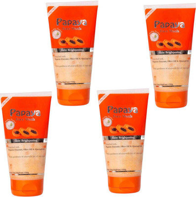 lamiglow G PAPAYA FACEWASH FOR HEALTHY ACNE FREE GLOW SKIN PACK OF 150g x 4 Face Wash(600 g)