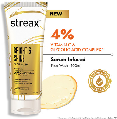 Streax Skin Bright & Shine Face wash Cleanser, 100 ml| All skin types Face Wash(100 ml)